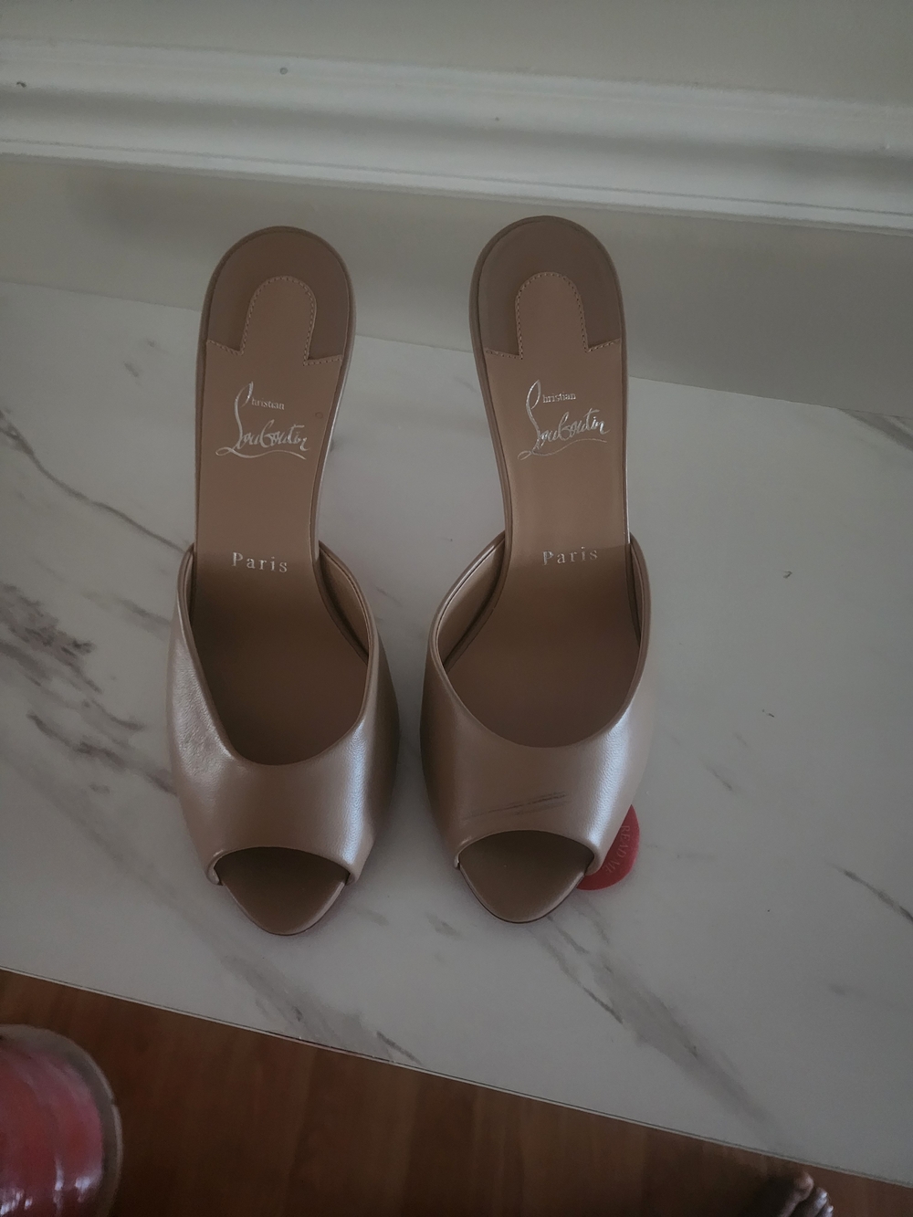 Christian Louboutin Women's Nude Peep-Toe Slide